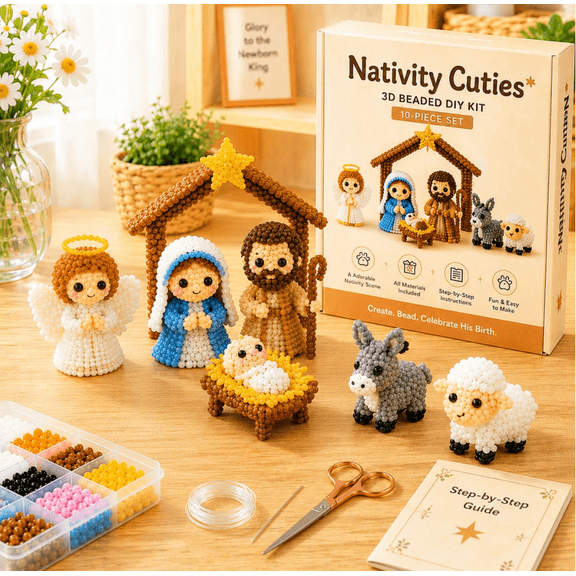 Mini 3D DIY Beading Kit Bead Your World Complete Craft Set With Multiple Themed Designs Including Animals Flowers Vehicles Fish Planets And Faith Figures