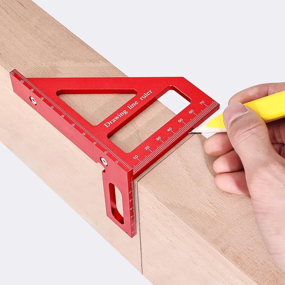 Mini 3D Multi-Angle Measuring Ruler, Precision Metric 45/90 Degree Carpenter Square, Aluminum Alloy Miter Triangle Ruler and 3D Measuring Tool for Woodworking & Layout