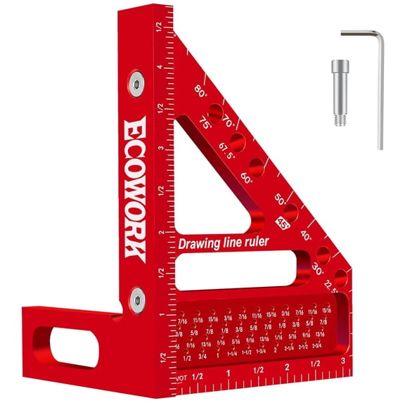 Mini 3D Multi-Angle Measuring Ruler Woodworking Square, 4.7'' x 3.54'' High Precision Aluminum Alloy Carpenter Square, 090 Angle Finder Framing Square Small Speed Square for Woodworking DIY