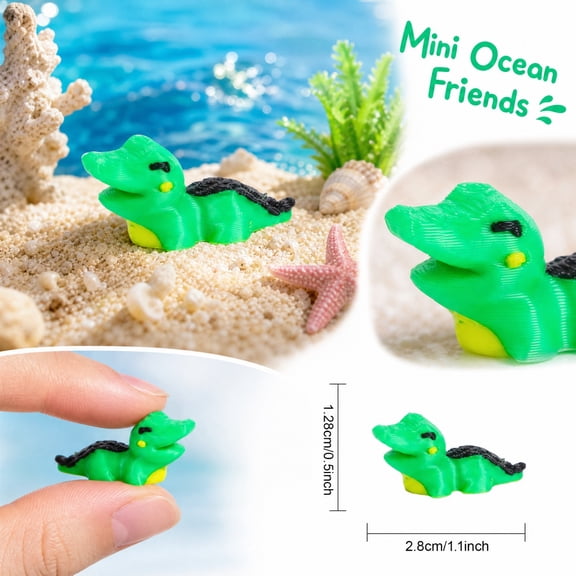 Mini 3D Printed Animals 1 Inch Small Alligator Figurine Cute Desk Decor Relaxation Squeeze Toys for Shelves Gaming Desks and Home Spaces, 1 Pack