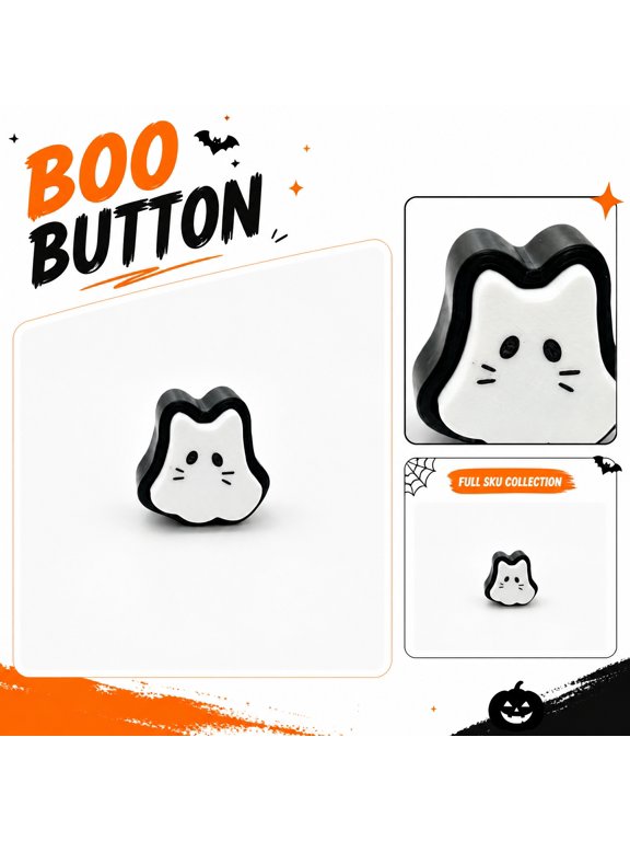 Mini 3D Printed Halloween Ghost Toys, Halloween Party Decorations, Party Favor Bag, Small Party Favors, 1.5X1.5X1 Inch Black White Press Squeeze Toys Fill for Halloween Goodie Bag