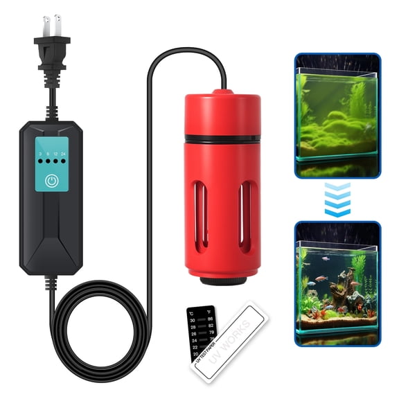 Mini 3W Aquarium Clean Light with Timer 360 Protective Algae Removal Light Fish Tank LED Aquarium Green Clean Waterproof for Pond Tank for 5-25 Gallon