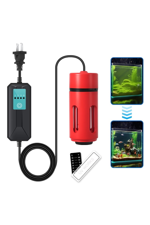 Mini 3W Aquarium Clean Light with Timer 360 Protective Algae Removal Light Fish Tank LED Aquarium Green Clean Waterproof for Pond Tank for 5-25 Gallon