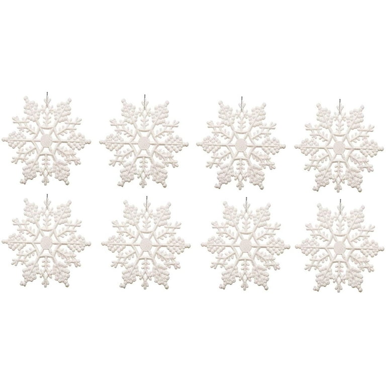 White Iridescent Glitter Snowflakes, Hobby Lobby, 6250641