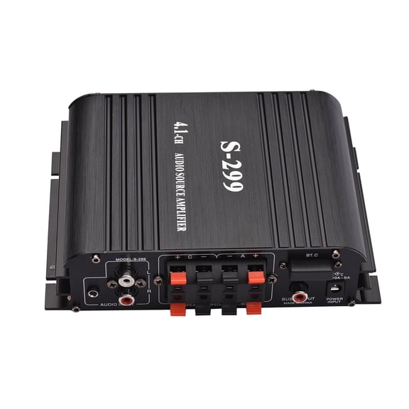 Mini 4.1 Channel Audio Stereo Power Amplifier 4x40W Bluetooth Remote Control Car and Home Audio Power Amplifier System 10.6x8.3x2.6 in / 27x21x6.5 cm US Plug