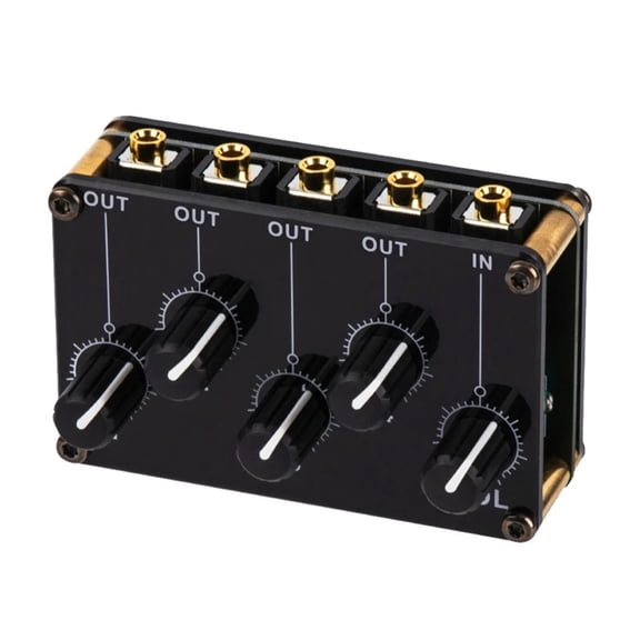 Mini 4 Channel Stereo Line Mixer 4in1out for Live Studio Recording Low Noise Small & Sophisticated Aud-io Passive Mixer ,Precision Control and Adjustment