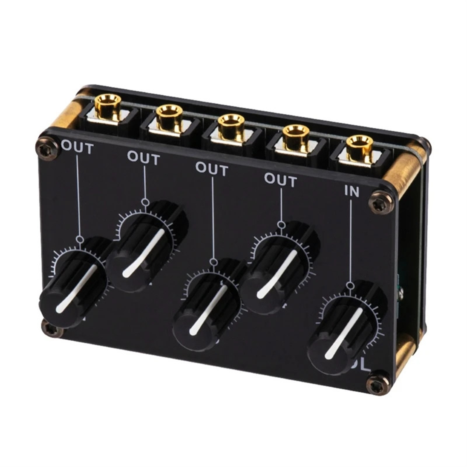 Mini 4 Channel Stereo Line Mixer 4in1out for Live Studio Recording Low Noise Small & Sophisticated Aud-io Passive Mixer ,Precision Control