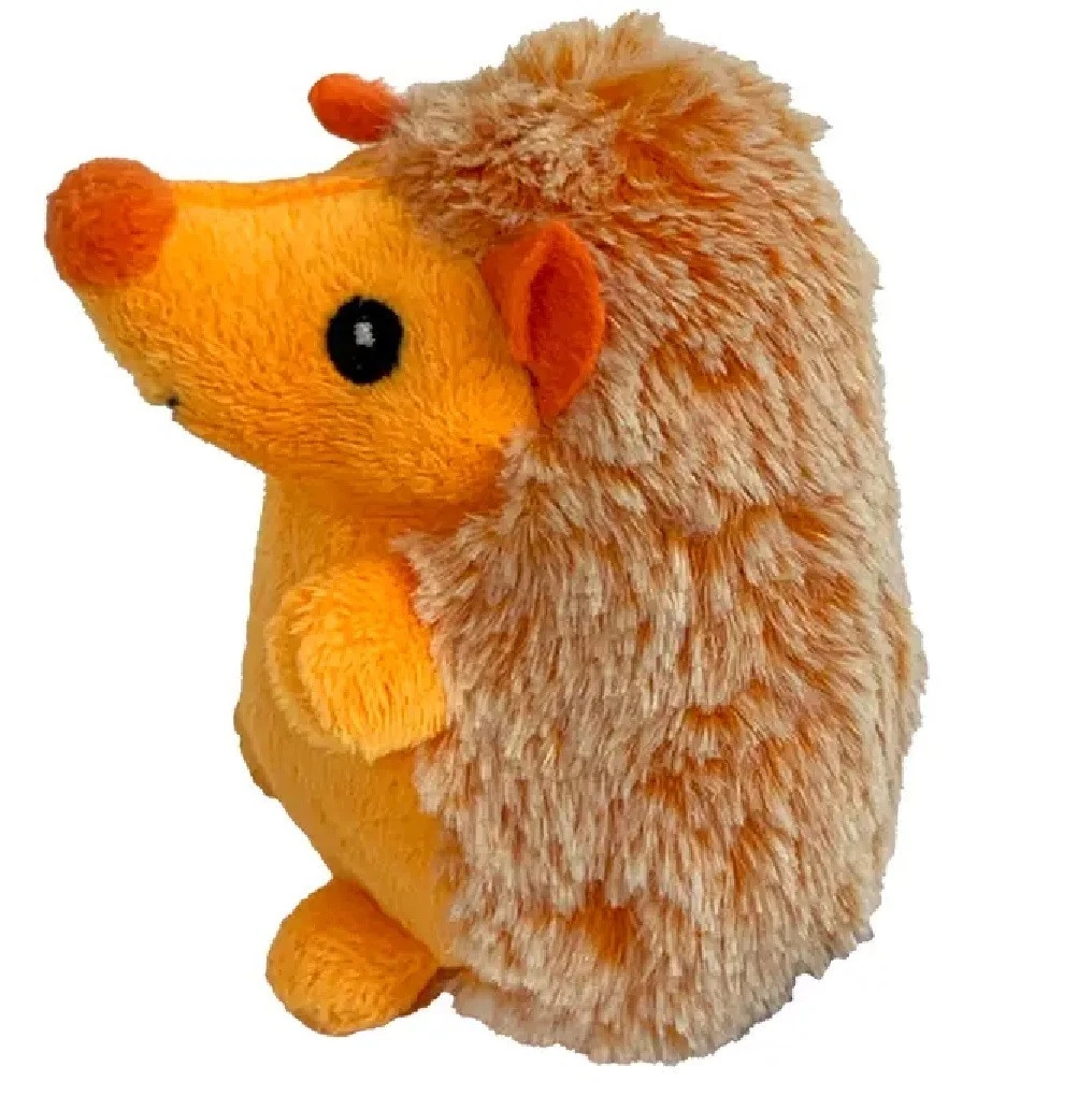 Mini 4 Inch Hedgehog Dog Toy Cute Cuddly Colorful Super Soft Plush Squeaker (Orange)