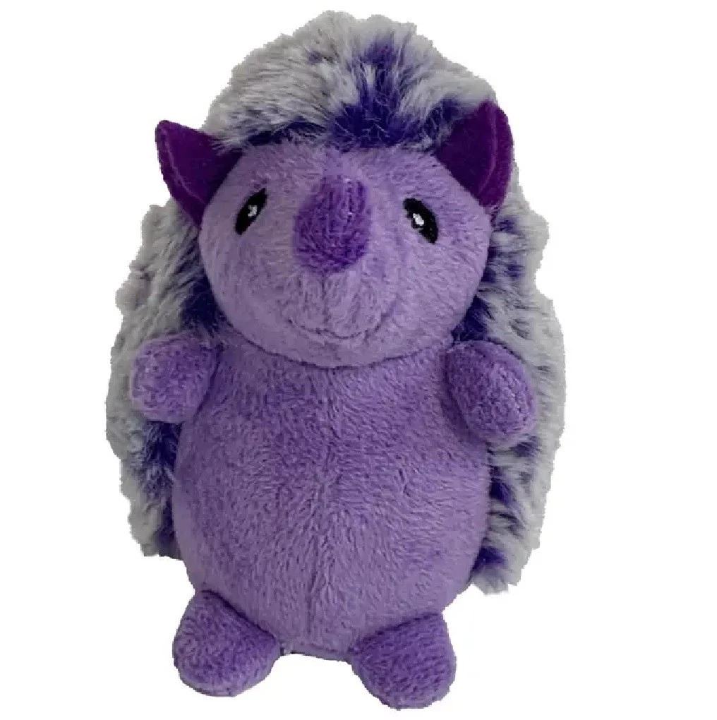 Mini 4 Inch Hedgehog Dog Toy Cute Cuddly Colorful Super Soft Plush Squeaker (Purple)