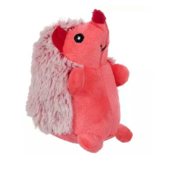 Mini 4 Inch Hedgehog Dog Toy Cute Cuddly Colorful Super Soft Plush Squeaker (Red)