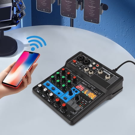 Mini 4-channel Audio DJ Mixer Console, Professional DJ Audio Mixer, 4-Channel DJ Controller Sound Mixer