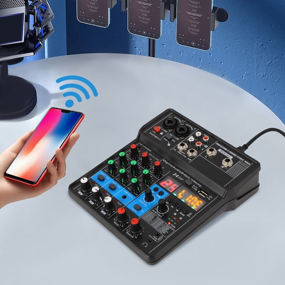 Mini 4-channel Audio DJ Mixer Console, Professional DJ Audio Mixer, 4-Channel DJ Controller Sound Mixer