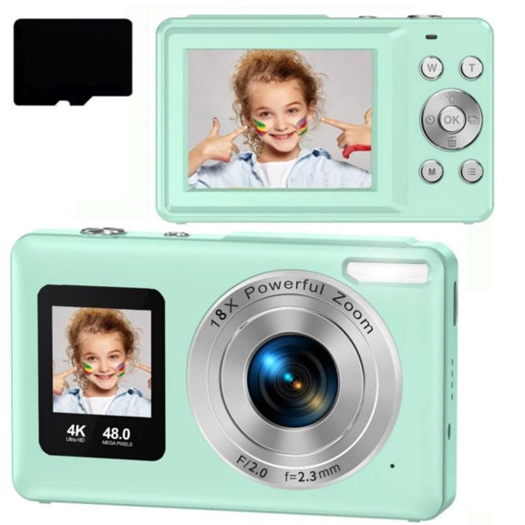 Mini 4K Digital Camera With Double Screens Flash Light For Kids And Travel