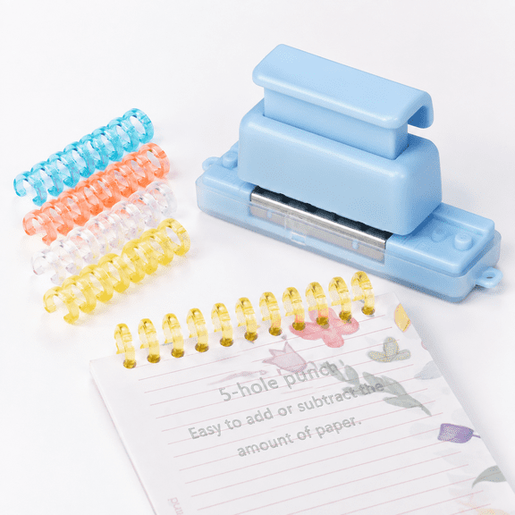 Mini 5-Hole Paper Binding Machine with 16 Loose-Leaf Strips, 4 Sheet Capacity