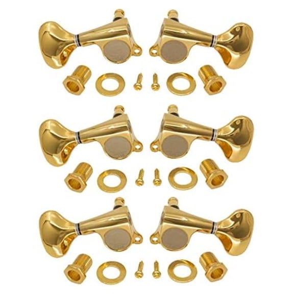 Mini 510 Guitar Tuners - 3 per Side L3R3 - 1:18 Gear Ratio - Guitar Pegs with Washers, Nuts & Screws - Replacement Tuning Keys for Acoustic & Electric Guitars