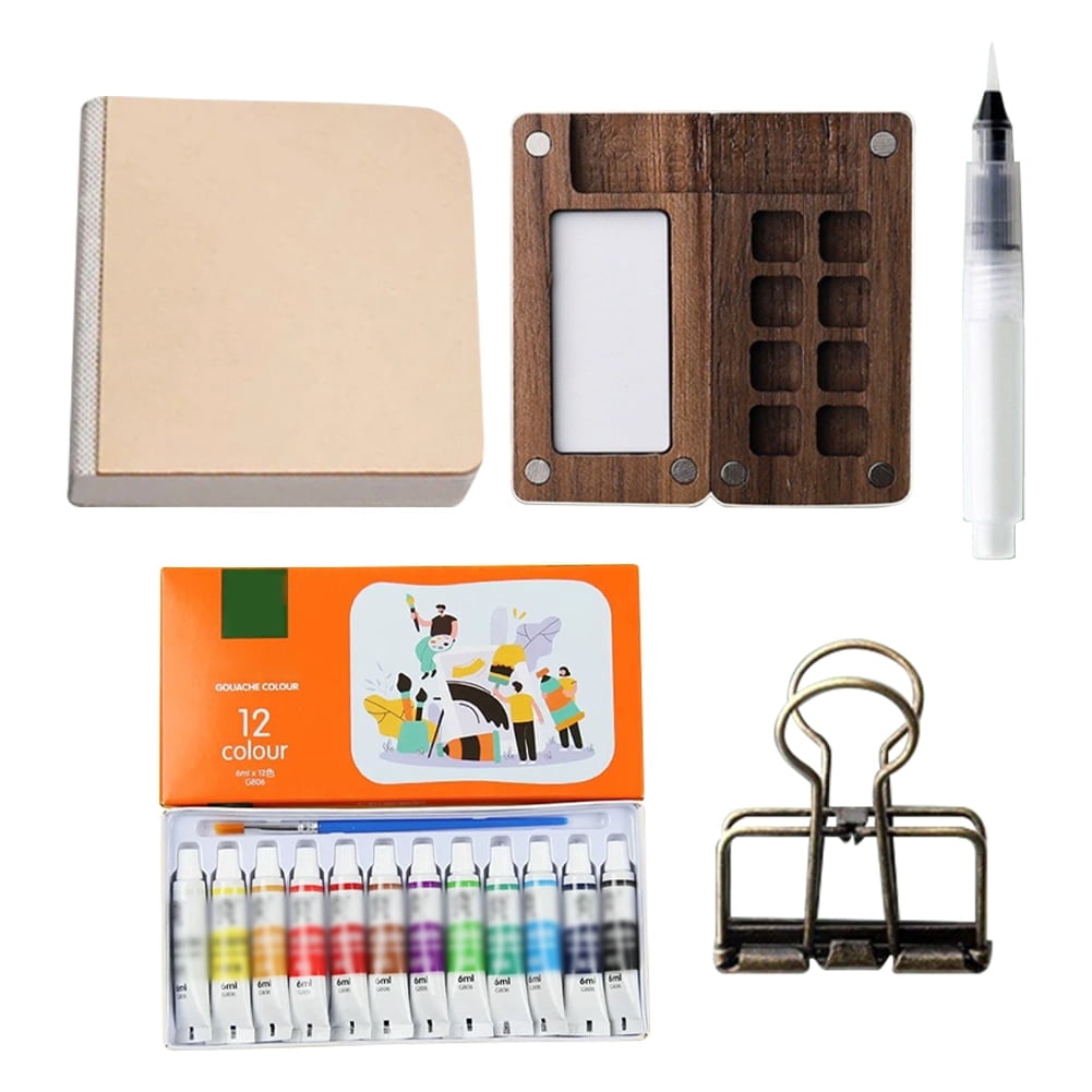 Mini 6 - Grid Portable Watercolor Palette Set with Binder - Clip Book Design, Ideal for Artists and Students on the Go