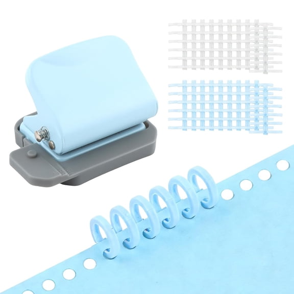 Mini 6 Hole Puncher Spiral Binding Machine Creative Book Binder Machine for Planner Punches Holes on B5,A4,A5 Paper(Color:Blue)