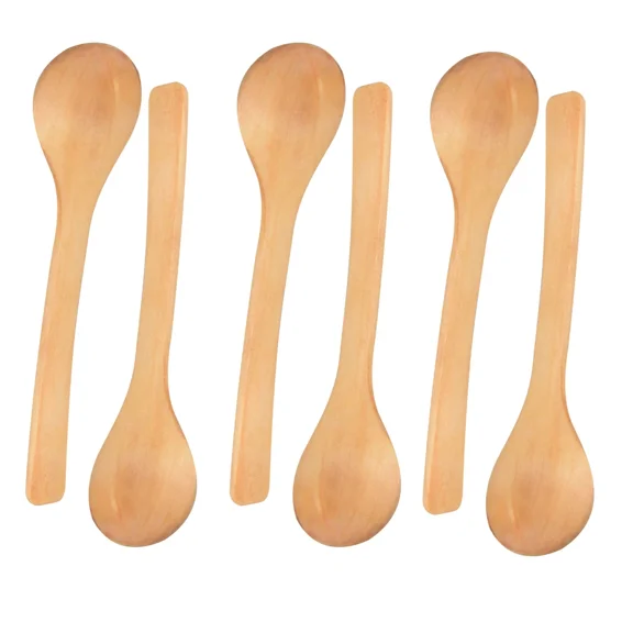 Mini 6 Pcs Wooden Spoon Kitchen Cooking Condiment Utensil Spoon Coffee Teaspoon