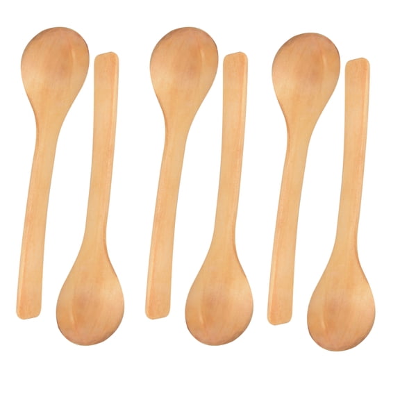 Mini 6 Pcs Wooden Spoon Kitchen Cooking Condiment Utensil Spoon Coffee Teaspoon