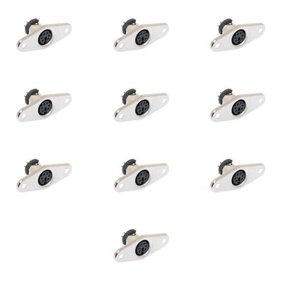 Mini 6 Pin DIN Female Solder Panel Mount Connector - Metal for Audio Wiring 10 Pcs Pack
