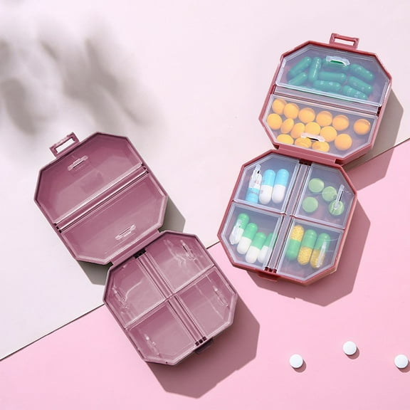 Mini 6-Space Pill Organizer Compact VC Storage Box, Leak-Proof Plastic Supplement Container – Weekly Vitamin Dose Planner for Travel Gym Home Office