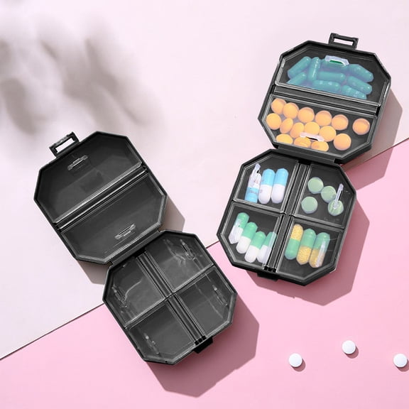 Mini 6-Space Pill Organizer Compact VC Storage Box, Leak-Proof Plastic Supplement Container – Weekly Vitamin Dose Planner for Travel Gym Home Office
