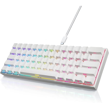 Mini 60% Mechanical Gaming Keyboard Wired, YK61 Hall Effect , Adjustable Actuation Rapid Trigger Mode, 8K Hz Polling Rate, Hot-Swap, 61 RGB Backlit Side Printed PBT Keycaps (White)