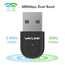 Mini 600 Mbps Dual Band 2.4/5Ghz Wireless USB WiFi Network Adapter Dongle w/Antenna 802.11ac-BLACK