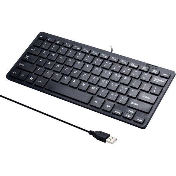 Mini 78 Keys Wired Keyboard - with Cover Computer keypad for Laptop MAC Windows 10/8 / 7 / Vista/XP(Black+Keyboard Film)