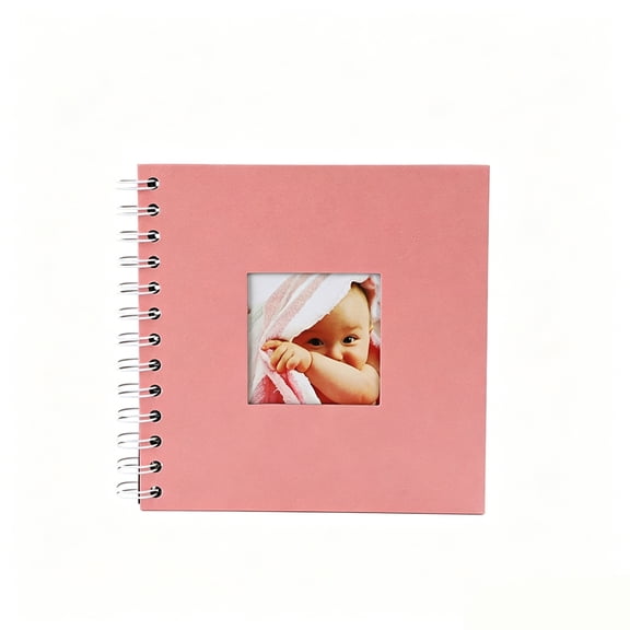 Mini 7X7 Inch Pink Spiral Bound Photo Album Book, 4X6 Photo Album, Blank Scrapbook, Photo Scrapbook, Diy Cut-And-Paste Memory Keeper with Display Window for Personal Milestone and