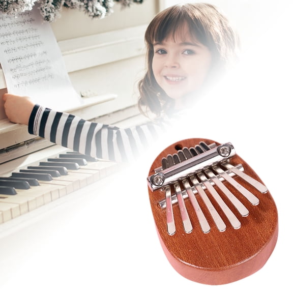 Mini 8 Key Symmetric Wooden Thumb Piano Portable Compact Finger Percussion Instrument Suitable for All Ages Music Beginners Hobbyists