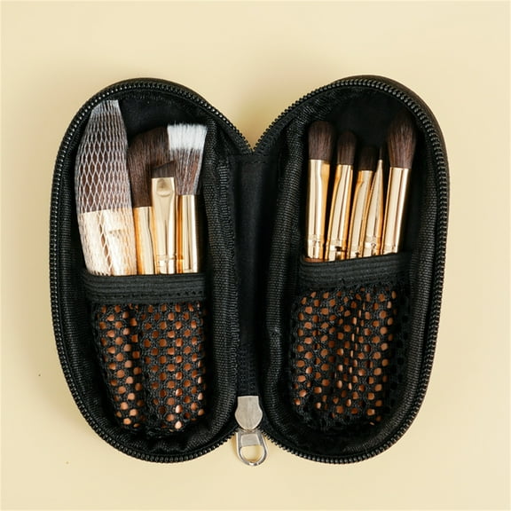 Mini 9 Piece Makeup Brush Set - Portable Travel-Friendly Brushes for Face Powder Contouring and Blending Suitable for All Skin Types