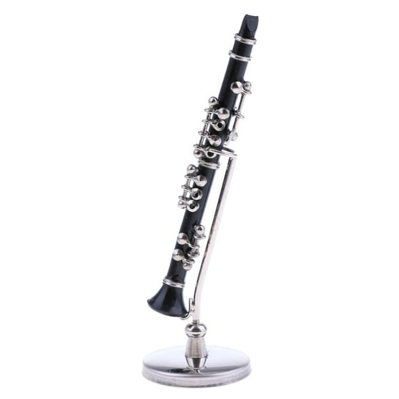 Mini ABS Clarinet Instrument w. Case for Dollhouse Music Room Decor 1/12th