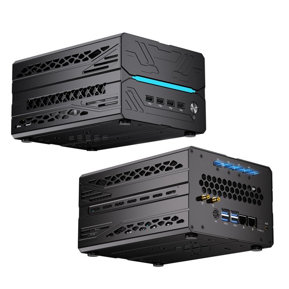 Mini AI Server PC, Desktop Gaming Computer Ryzen 7 7700, 64G DDR5, 1T M.2 PCIE4.0 SSD, Win-11 Pro, GeForce RTX5060 8G, Six Display, HDMI/DP/Dual Type-C, 8K, Dual 2.5G LAN, WiFi7