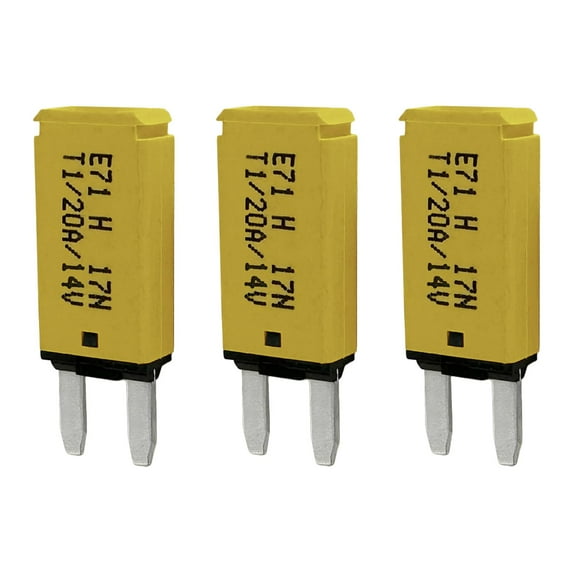 Mini ATM Auto Reset 20 Amp Circuit Breaker Fuse for Automotive Marine RV Car Truck Audio Battery Protection (T1) Automatic Reset (20A, 3 Pack)