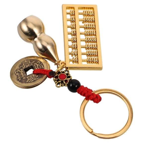 Mini Abacus Key Ring With Wu Lou Gourd And Lucky Car Key Pendant Handbag Charm Feng Shui Keychain For Wealth And Longevity