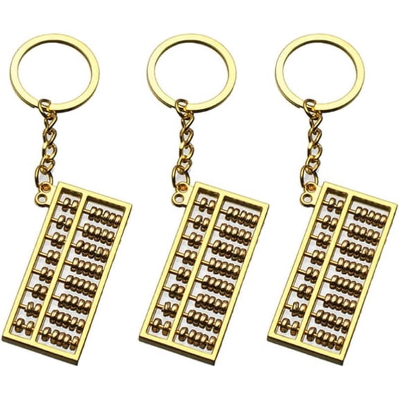 Mini Abacus Keychain 6 Rolls Keyring Pendant for Car Key Handbag Fob, 3pcs Golden 5.7*2.5cm
