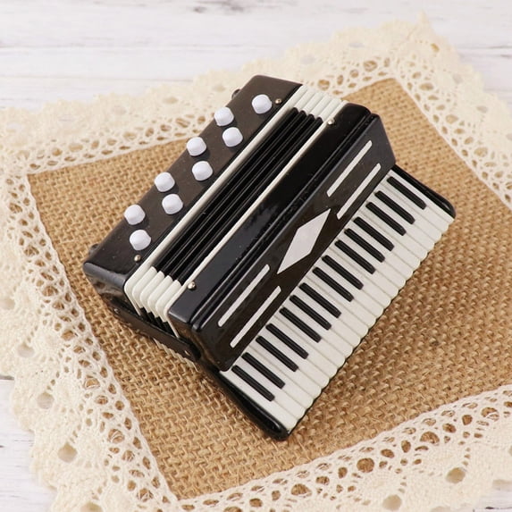 Mini Accordion Musical Instrument Model Ornament Wooden Home Office Decor Collectible Whimsical Miniature Music Display Creative Gift for Music Lovers