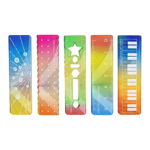Mini Acrylic Ruler Set, 6 Inch Multicolor Drafting Tools for Journaling And Desk Organization (Set Of 5)