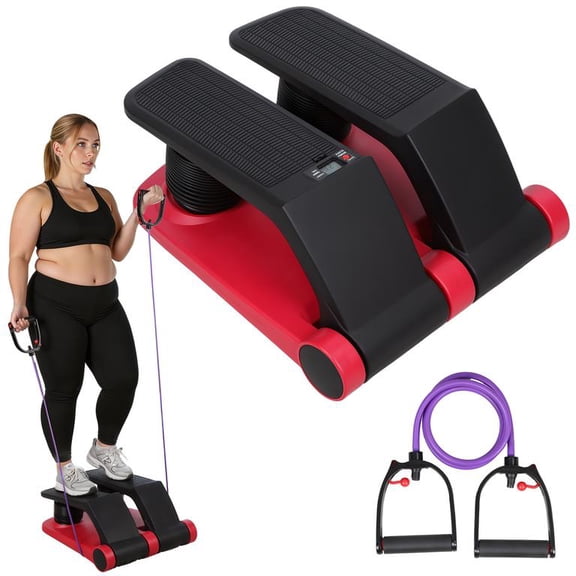 Mini Air Compression Resistance Stepper Adjustable Resistance Levels 300lbs Load Capacity with Resistance Bands LCD Monitor Non-Slip Pedals Quiet Operation Portable Home Cardio Exercise Machine