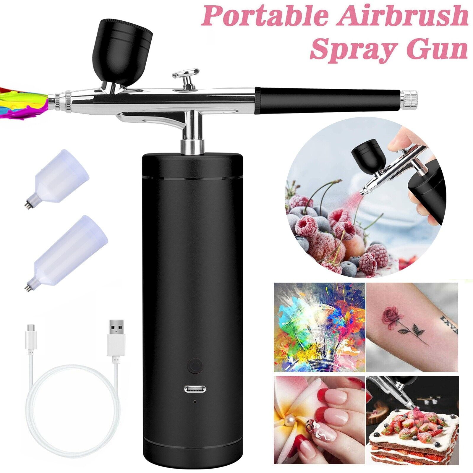 Mini Air Compressor Kit Airbrush Paint Spray Gun 3 Air Pressures for