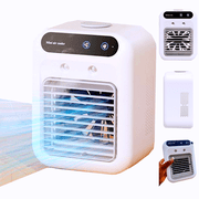 Mini Air Cooler with Mist, Portable Desktop Fan with 500ml Water Tank white
