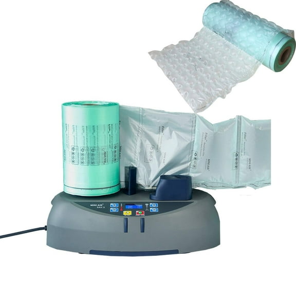 Mini Air Generation 2 Grey Color Machine Air Pillow Maker Sealing Speed 26FT Per Minute NO Preheating 110V CE PSE Certified Free one roll 8''X4'' 1312 FT Filler and Free one roll 1836 FT Bubbles