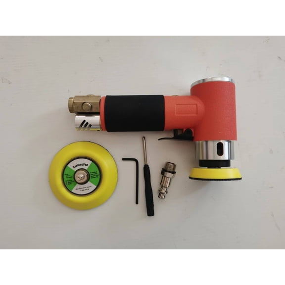 Mini Air Polisher 2/3 Inch Random Orbital Small Pneumatic Sander Eccentric Polisher Sandpaper Machine Automatic Beauty Power Tool (16000RPM) (2'' 3'' Pitted Texture Orange Air Sander)