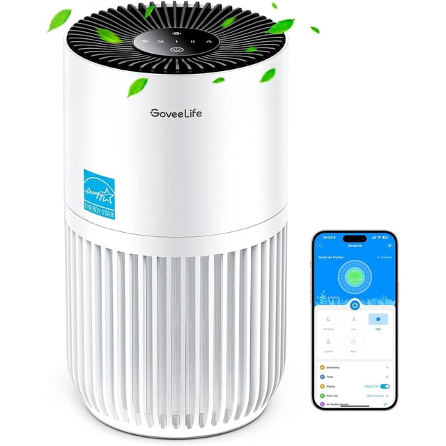 SereneLife Smart WiFi Air Purifier For Large Rooms Up To 1,076 Sq Ft - HEPA Filter, Ultra Quiet, App Control