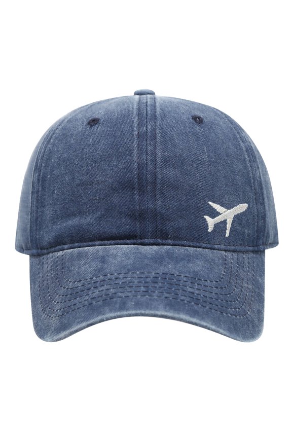 Mini Airplane Embroidered Black Cotton Baseball Cap for Adults, Minimalist Travel Pilot Adjustable Dad Hat, Lightweight Outdoor Sun Hat for Men Women