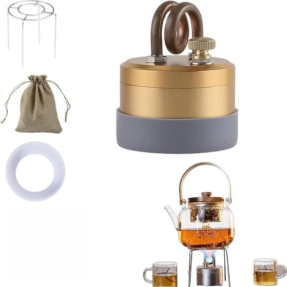Mini Alcohol Stove, 2026 Backpacking Hiking Gear with Stable Stand, Spirit Burner for Outdoor Cooking, Brewing Tea, Coffee & Picnic (Gold)