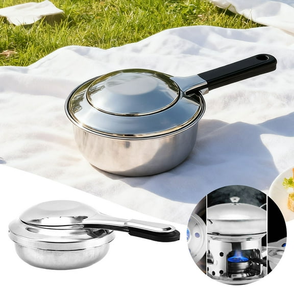 Mini Stove Burner - Portable Efficient Stainless Steel Fondue Burner with Anti-Scald Handle and Safety Cover, Camping Panic Cooking Pot Fondue Fuel for Buffets and Catering Events,