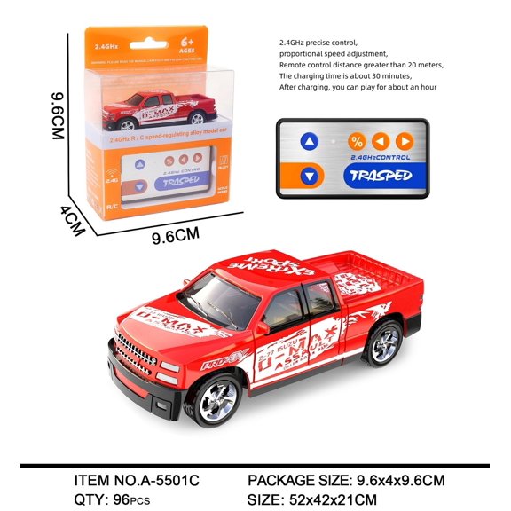 Mini Alloy Off-Road RC Car 6+: 1:64 Scale 2.4Ghz Remote Control Car Toys Strip Lights, USB Rechargeable - Ideal Festive Gift , Perfect Playtime Companion