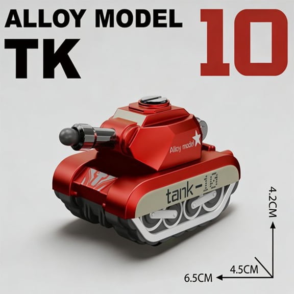 Mini Alloy Pocket Tank Model Toy 3 in, 360 Degree Rotating Turret Metal Tank Missile Launcher Toy Tabletop Sculpture Decor Accent Piece Element for Desk, Car.